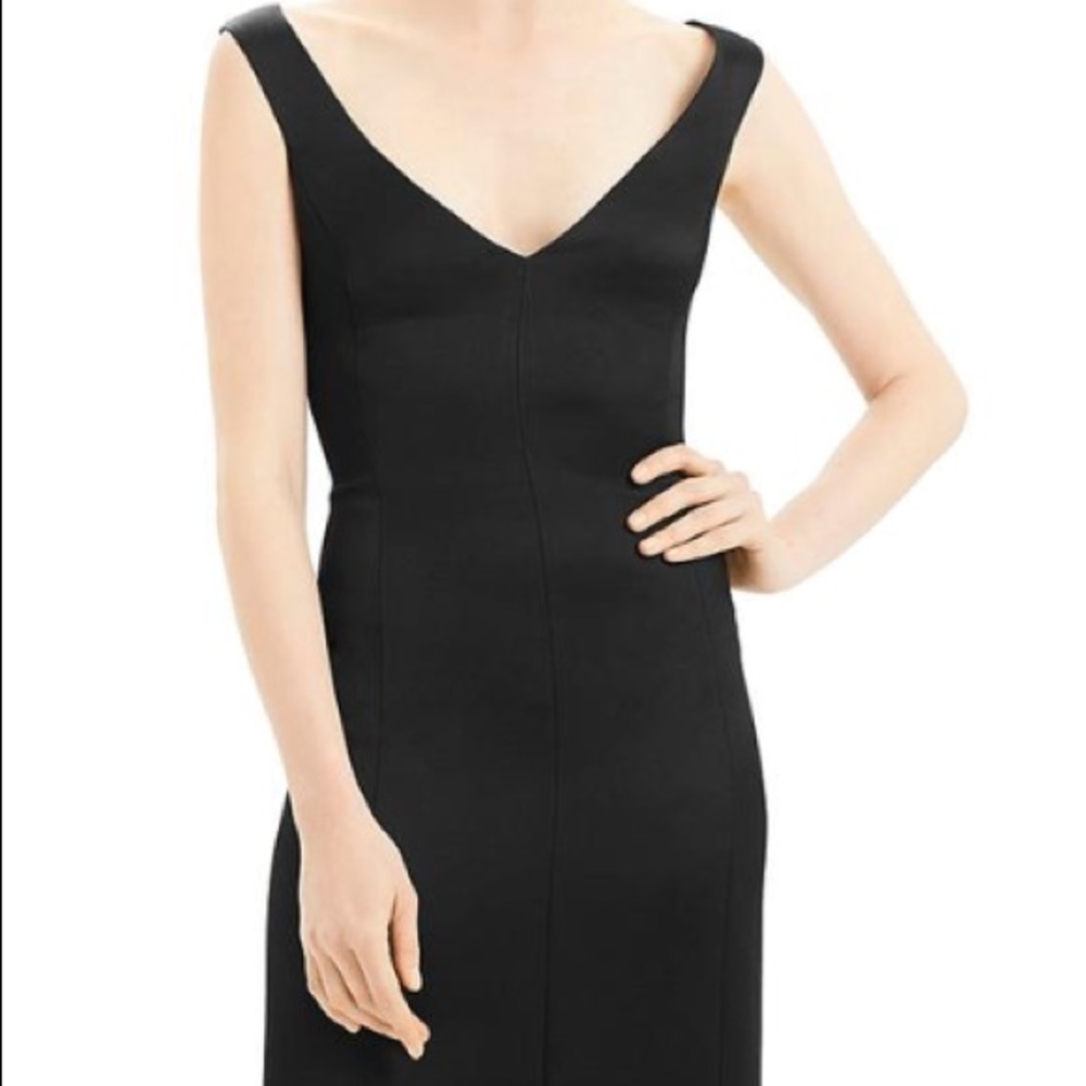 Theory Satin Black V Neck Cocktail Dress. NWT